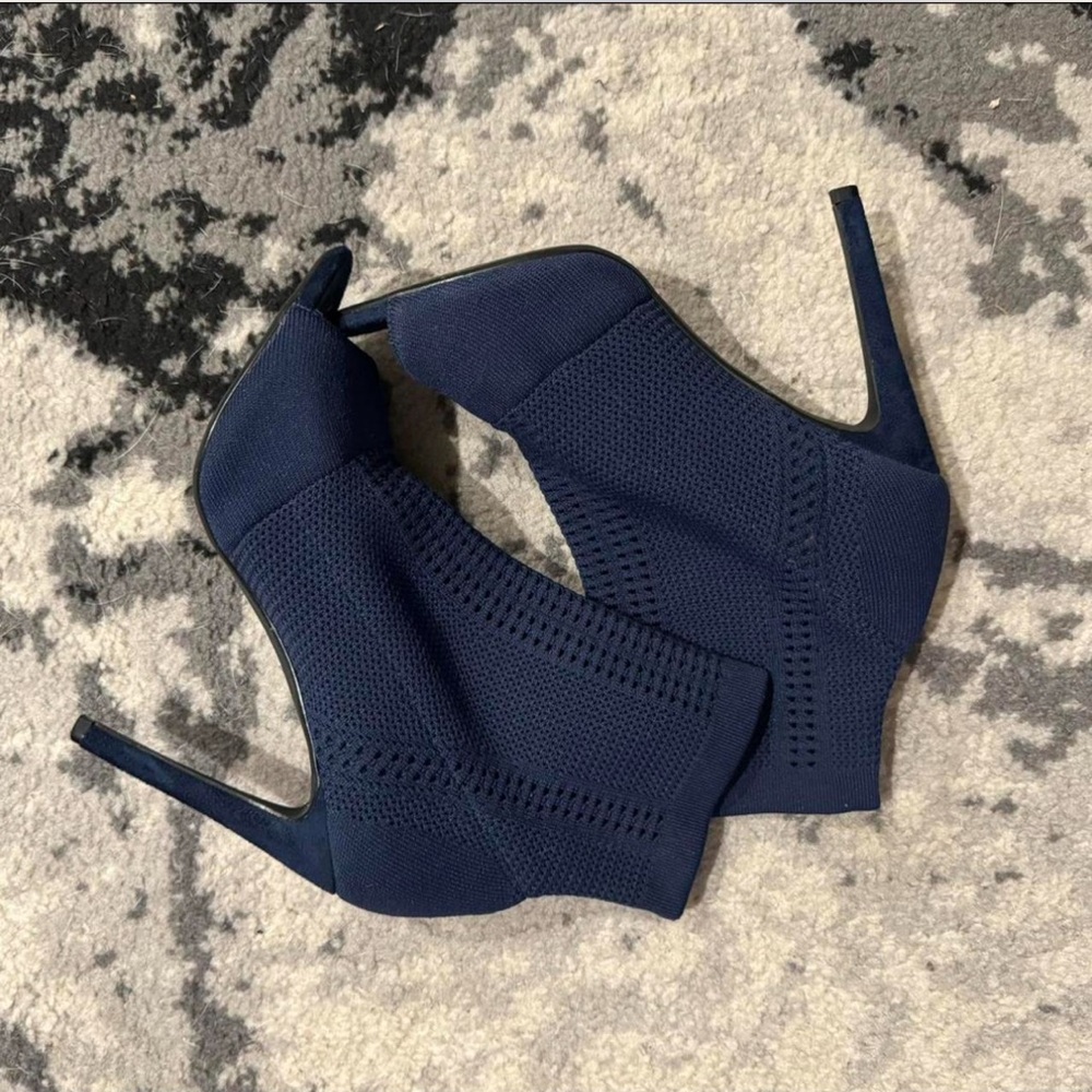 Navy Blue Peep-Toe Heel